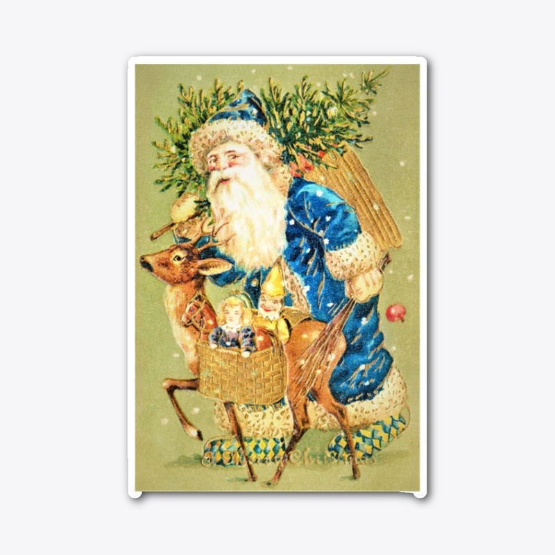 Vintage Santa with a reindeer