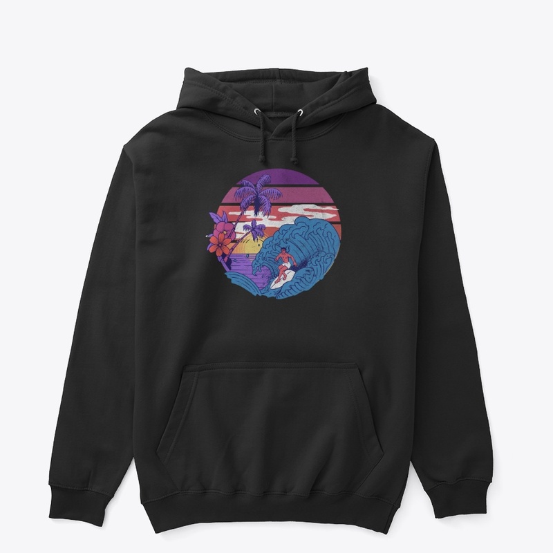 Sunset Surfing Retro Ulistration ART 