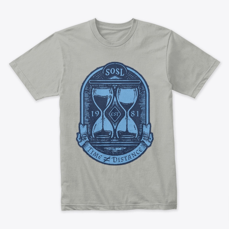Time is not distance tee cornflower blue