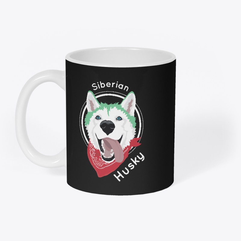 Cute green Siberian Husky with Bandana