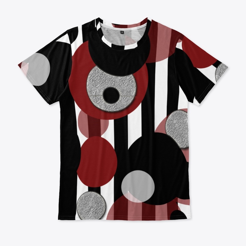 Black White Stripes Red Dots