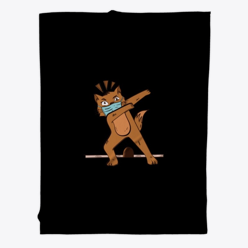Pet cat in covid-19 mask funny cartoon