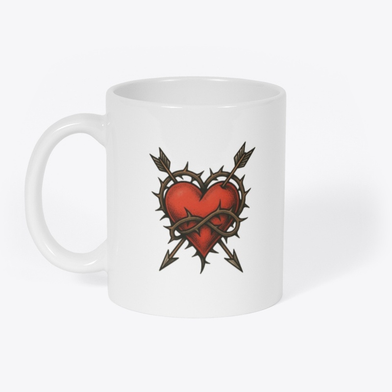 Old School Heart & Thorns Tattoo