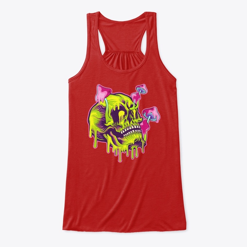 Psychedelic Skull and Mushrooms