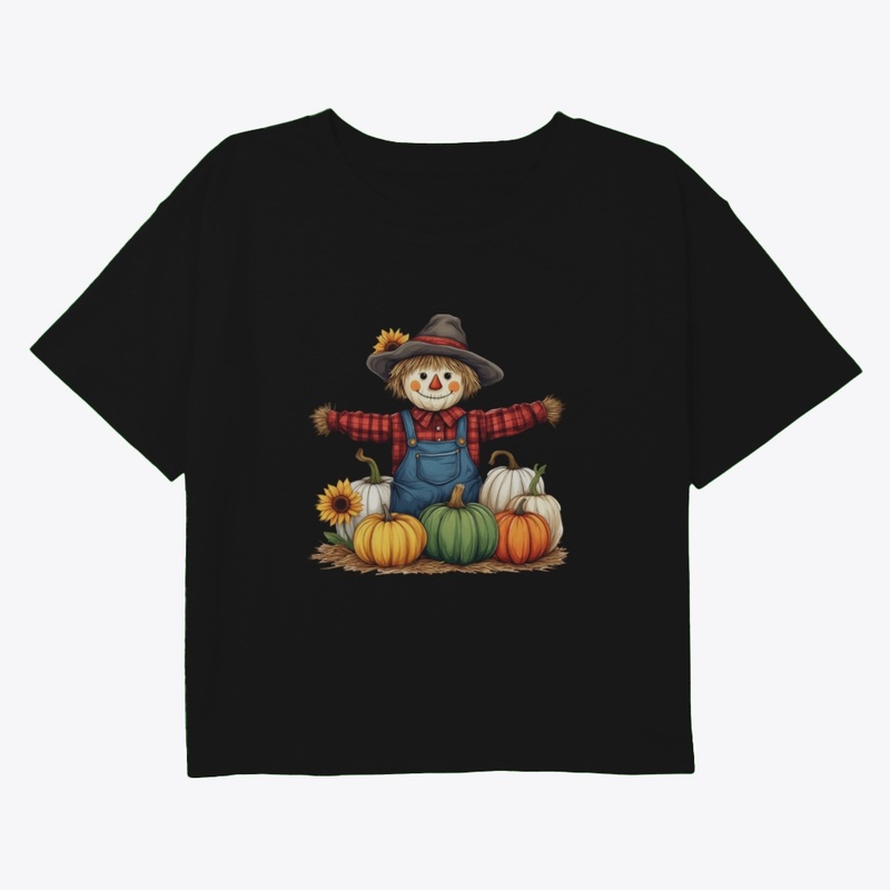 Cheerful Scarecrow & Pumpkin Patch