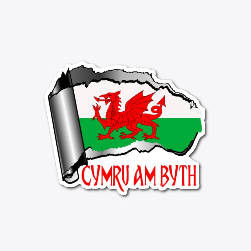 Ripped Torn Metal Dragon Wales Sticker