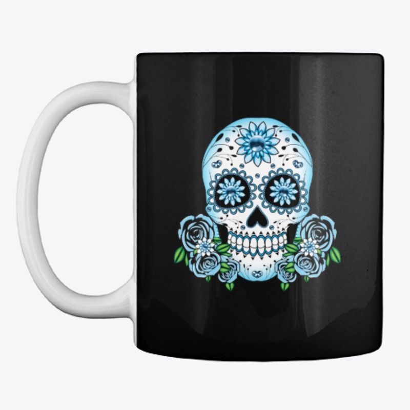 Blue sugar skull custom design apparel