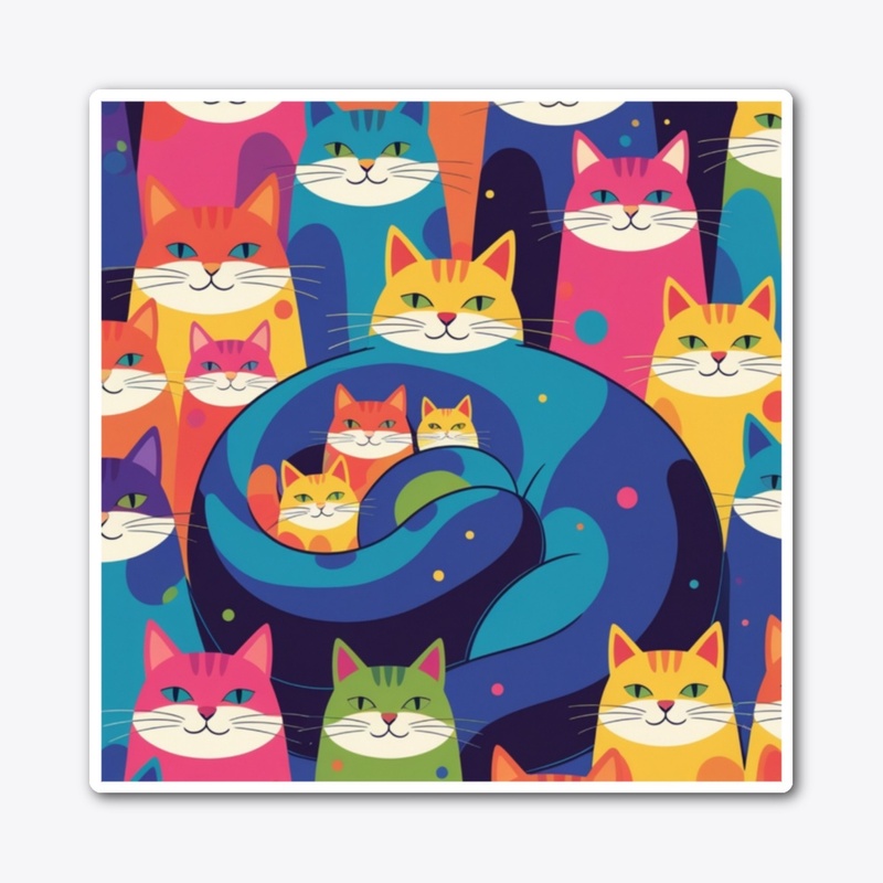 Colorful Cat Family
