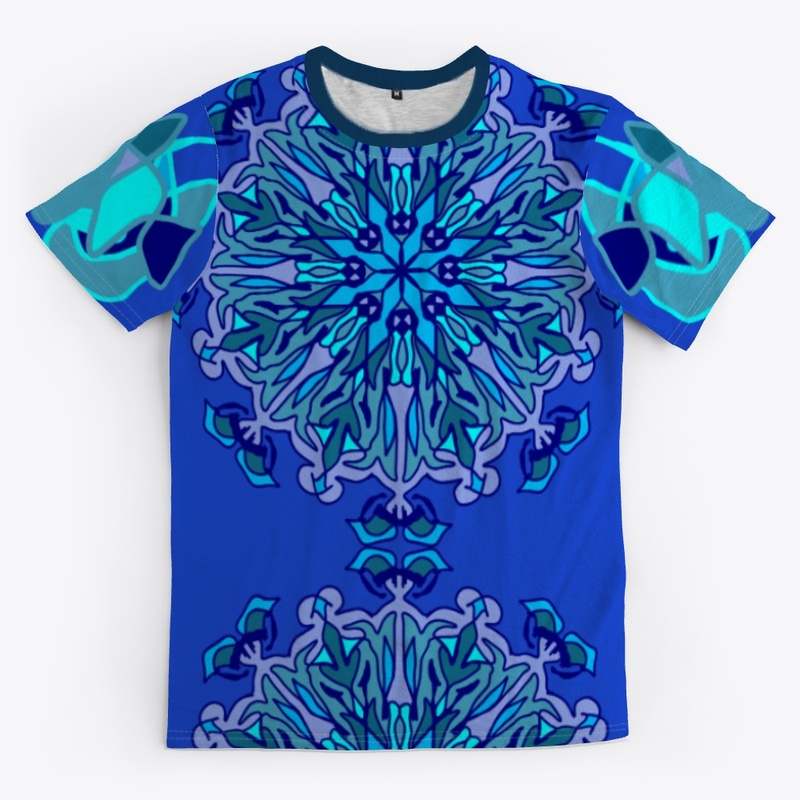 T shirt: blue shades pattern