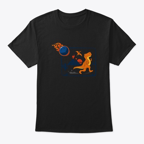 Bowling Dinosaur Black T-Shirt Front
