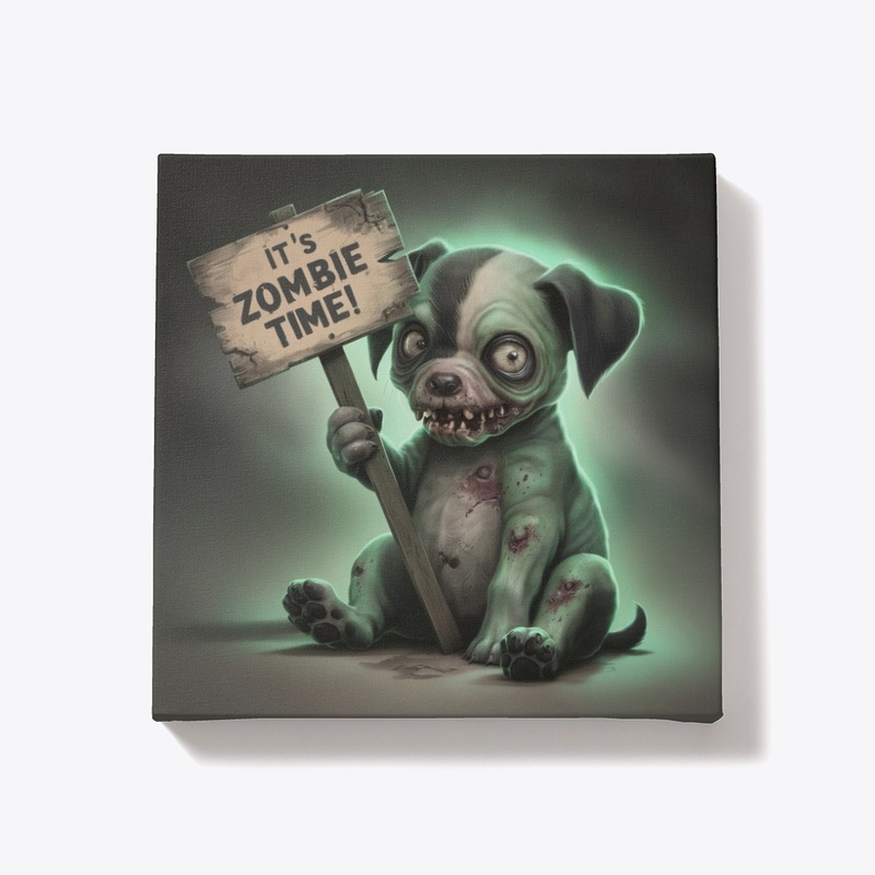 Zombie Time Canvas - Creepy Dog Gift