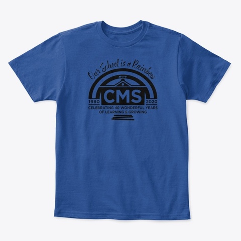 Black Logo 40th Anniversary T Shirt Deep Royal  T-Shirt Front