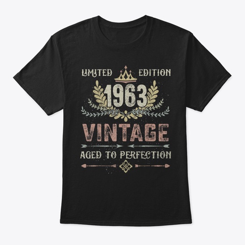 Vintage Born 1963 Limited Edition Bday G Black Maglietta Front