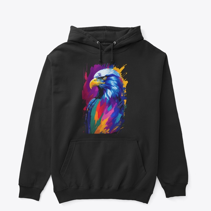 Vibrant Eagle in colorful splatter, left