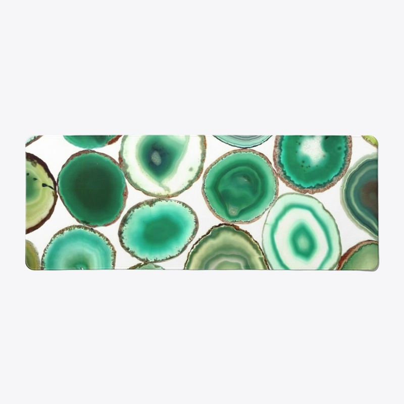 POLISHED SLAB OF DYED GREEN AGATES