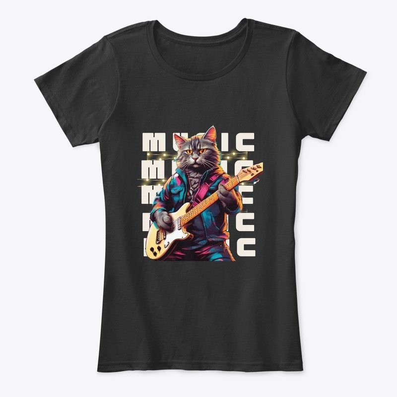 Rock band Cat playing guitar Design