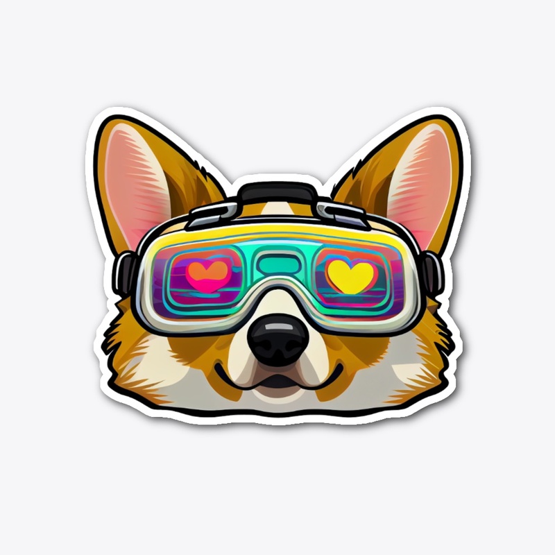 kawaii corgi retro style