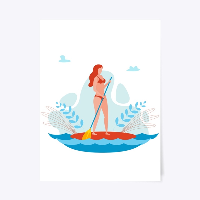 SUP paddle board woman illustration