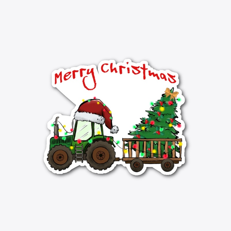 Christmas Tractor with Tree in wagon