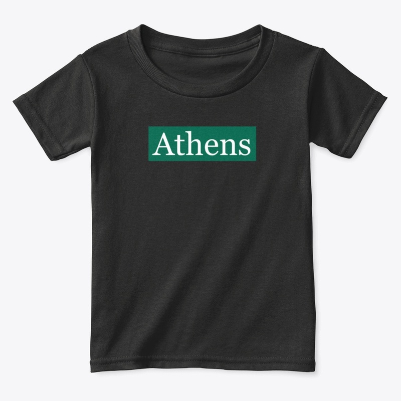 Athens Written in White on Green