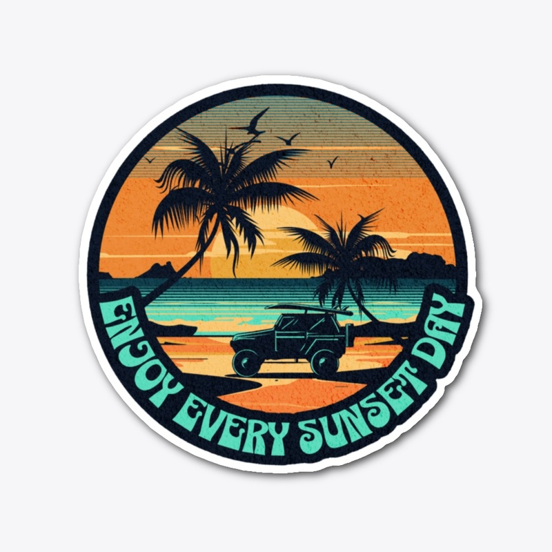 Sunset Beach Adventure Patch Design