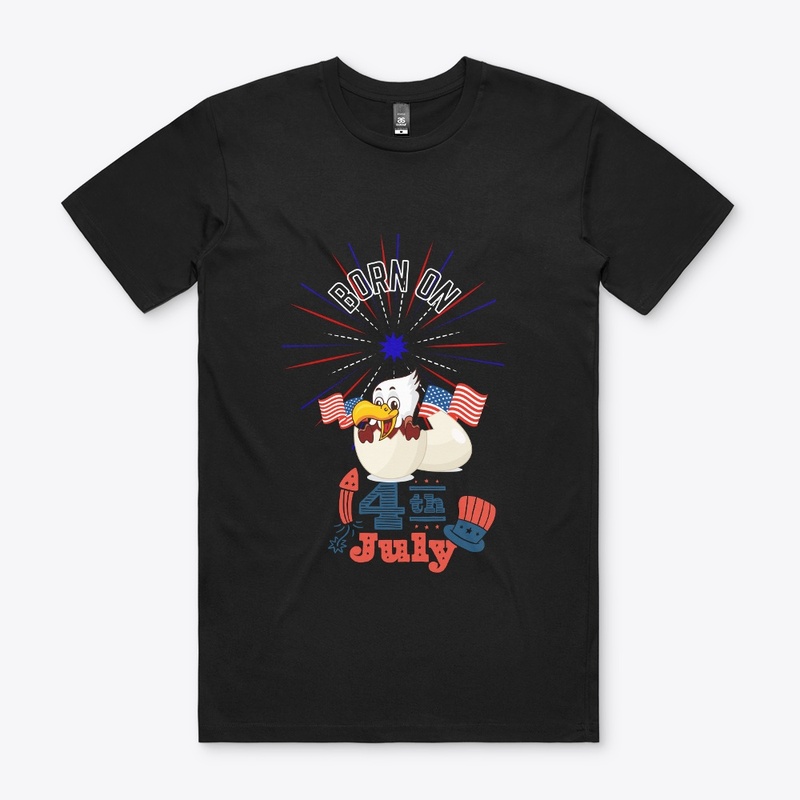 Birthday Born on 4th July American Flag
