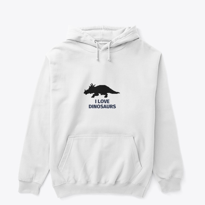 Pixel Art Dinosaur 11 White