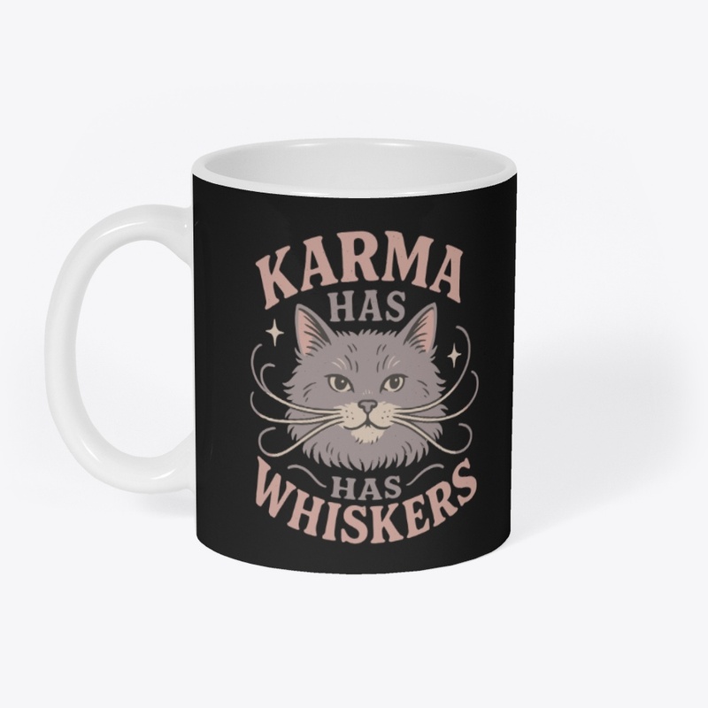 Karma Has Whiskers Retro Cat Tee Gift 