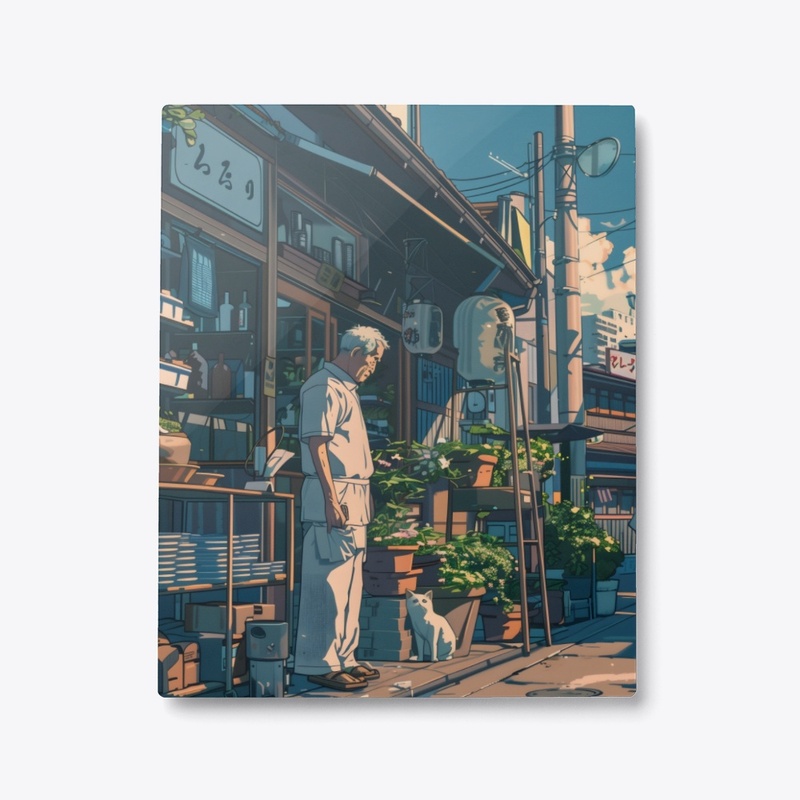 Metal Print Japanese Street Scene