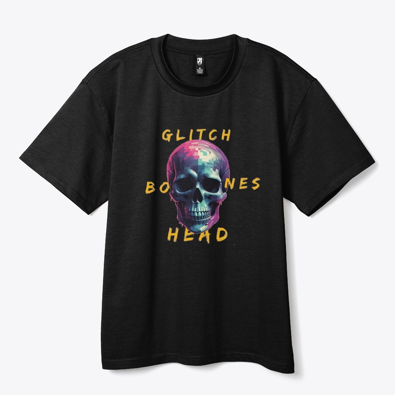 Glitch Bones Head – Pixel Skull Text