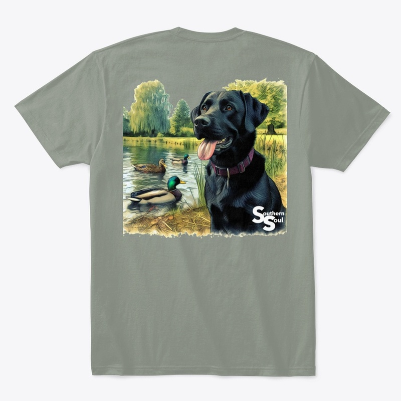 Lab by the pond
