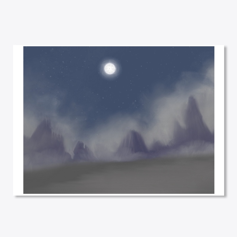 Mystic Mountains under Moonlit Sky