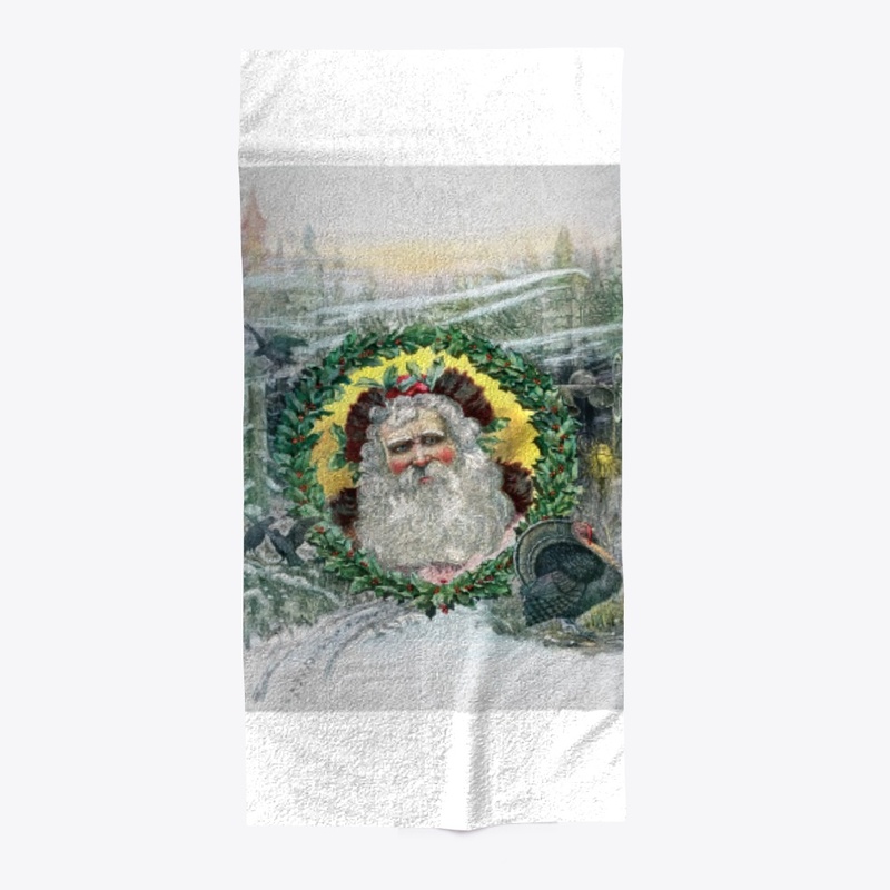 Vintage Santa with wreath.