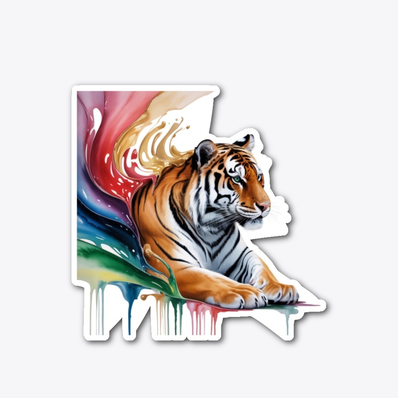 Tiger Emerging from Vibrant Paint Splash