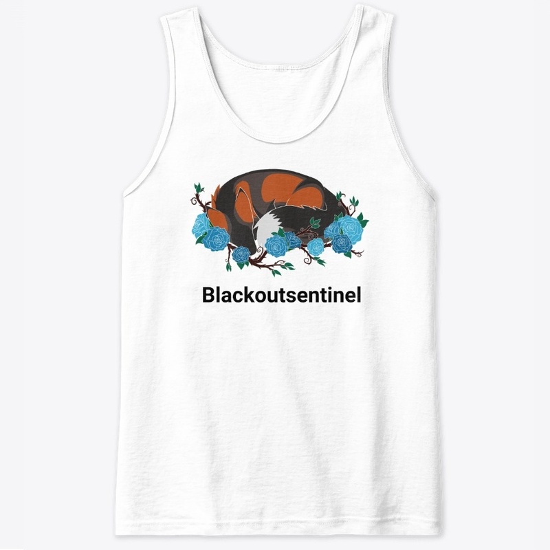 Laying fox with roses 2