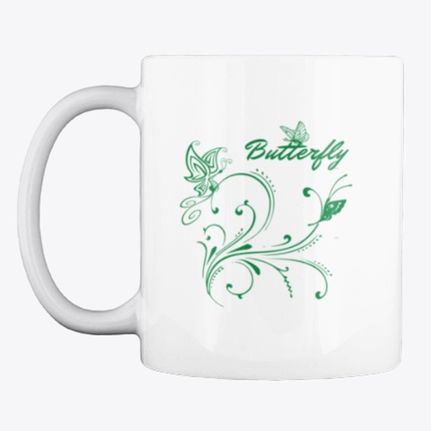 Butterfly Flower Ornamental Mug White T-Shirt Front