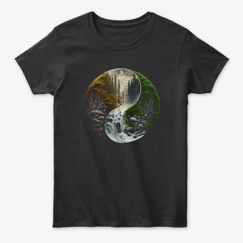  landscape forest waterfall yin yang
