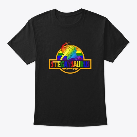 Stegaysaurus Gay Pride Flag Lgbt T Shirt Black T-Shirt Front