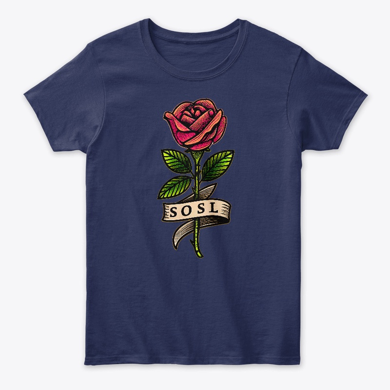Single Rose womens T, padparadscha