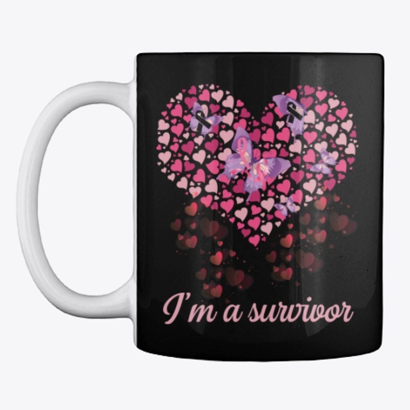 I'm a Survivor Full Hearts Ribbon Black