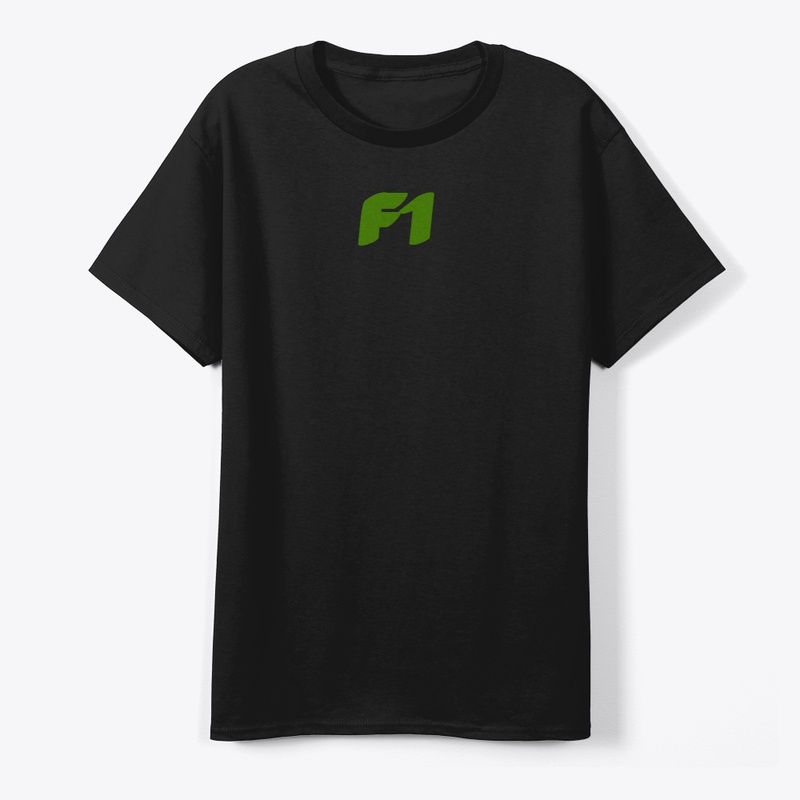 Black F1 Tee with Green Lettering