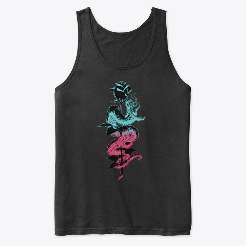 Snake and Rose Tattoo, teal/pink Variant