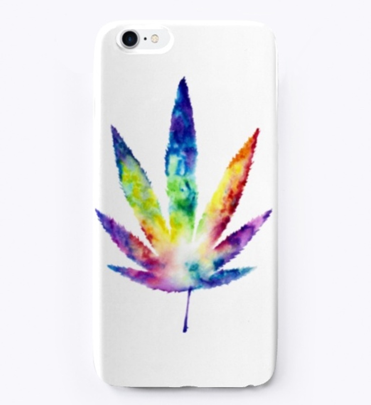 Watercolor Tie Dye Marijuana Leaf Art