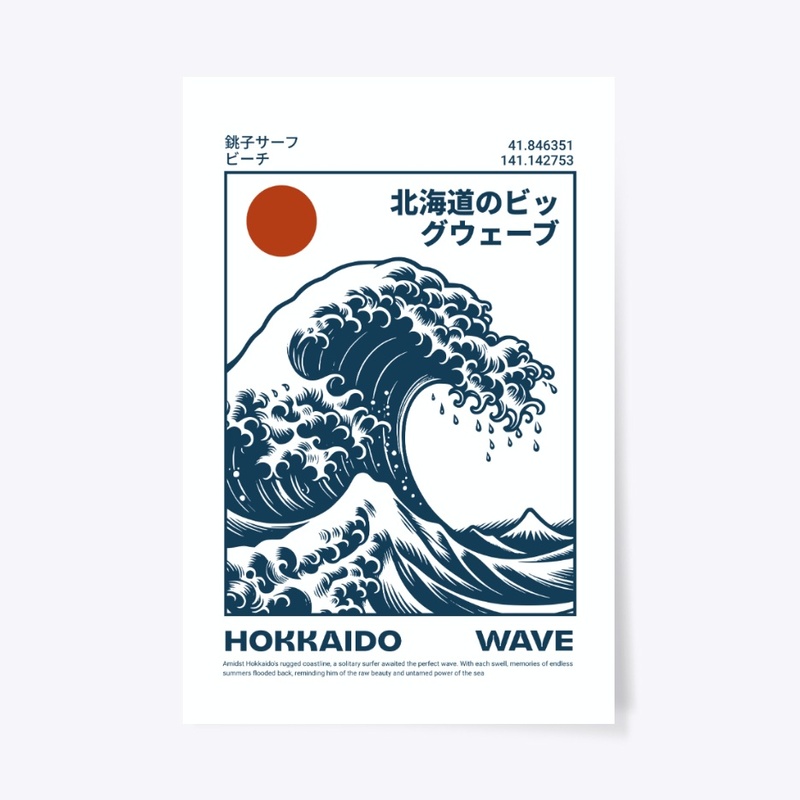 Hokkaido Wave Japan Ocean Nature Graphic