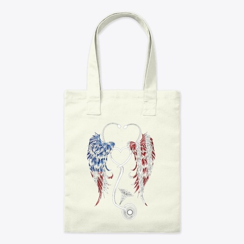 Nurse American Flag Angel Veteran Wing Natural T-Shirt Front