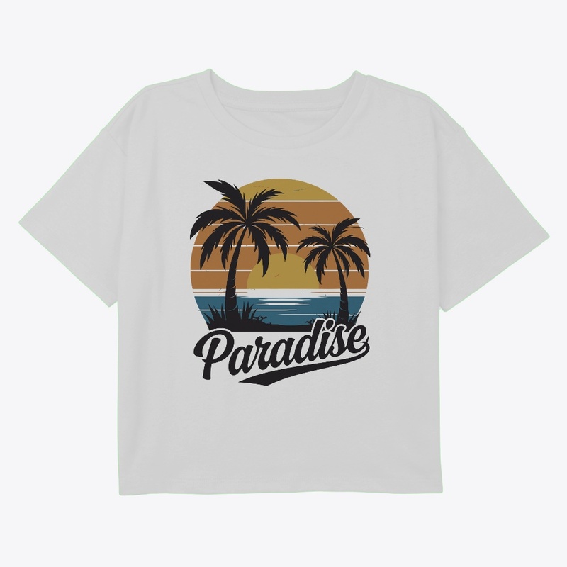 sunset and palm trees T-shirt design.