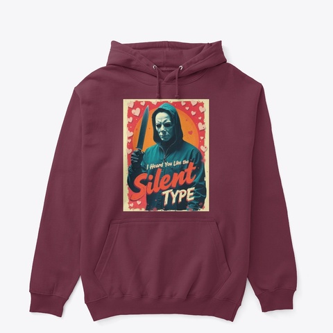  Valentine Silent Types Maroon Maglietta Front