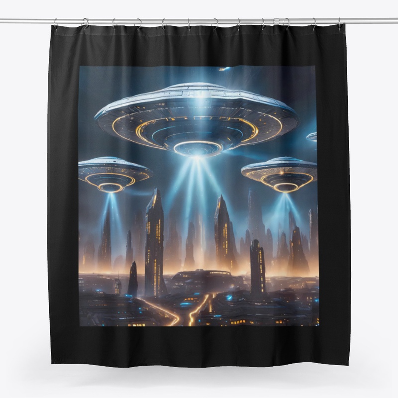 UFO's above a landscape