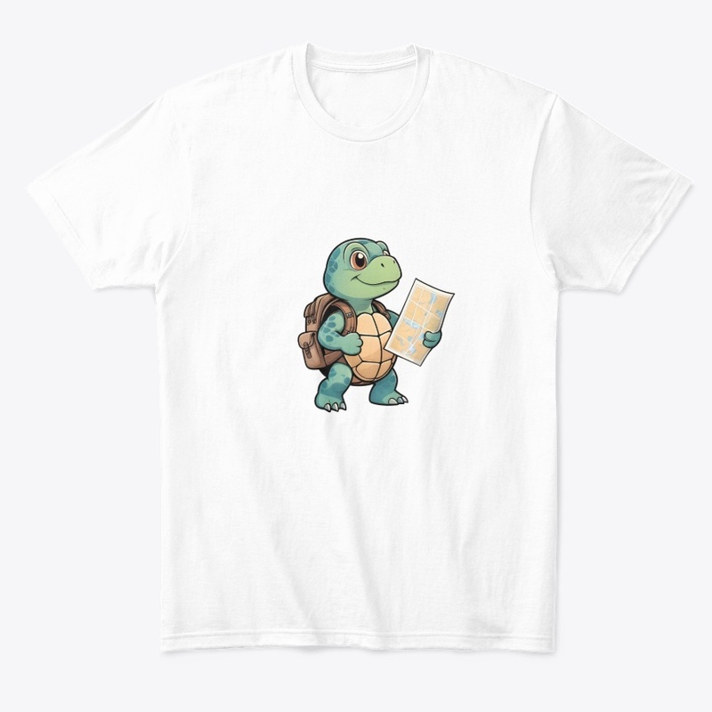 Cute Lost Turtle Explorer Sticker.
