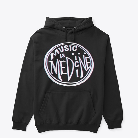 3 D Music Is Medicine Black T-Shirt Front